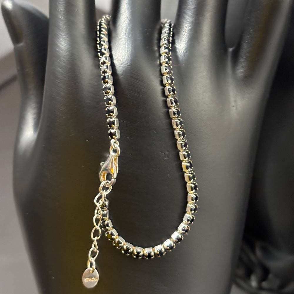 Black stone tennis bracelet 8”